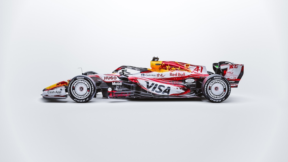 Visa Cash App Racing Bulls F1 car with special Cherry Edition livery for Japan GP.
