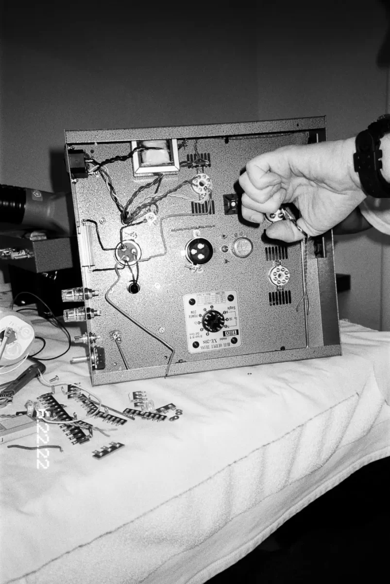 Contemporary Japanese furniture design meeting artisan audio technology.